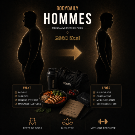 Programme perte de poids homme 2800 kcal | Bodydaily